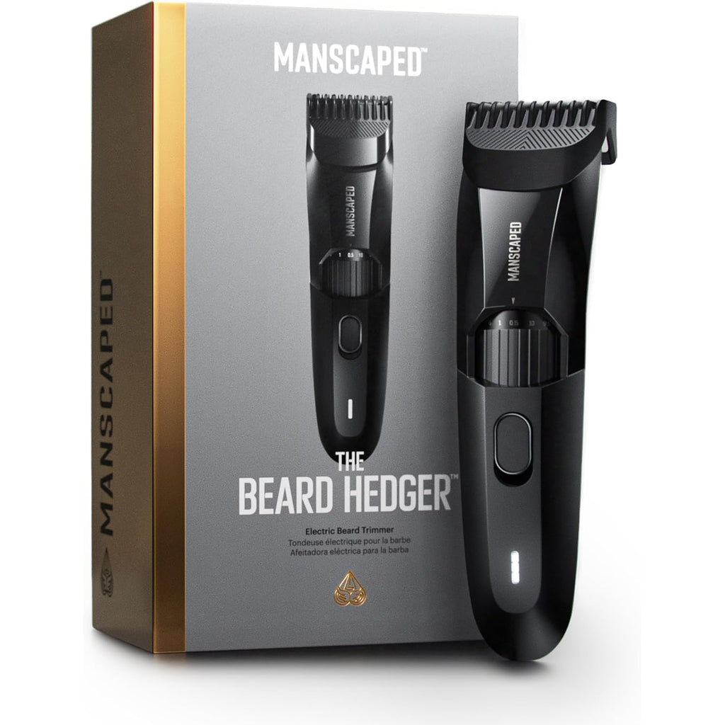 MANSCAPED® The Beard Hedger® Men's Premium Beard Trimmer, 20 Length Adjustable Blade Wheel, Stainless Steel T-Blade for Precision Facial Hair Trimming, Cordless Waterproof Wet/Dry Clipper