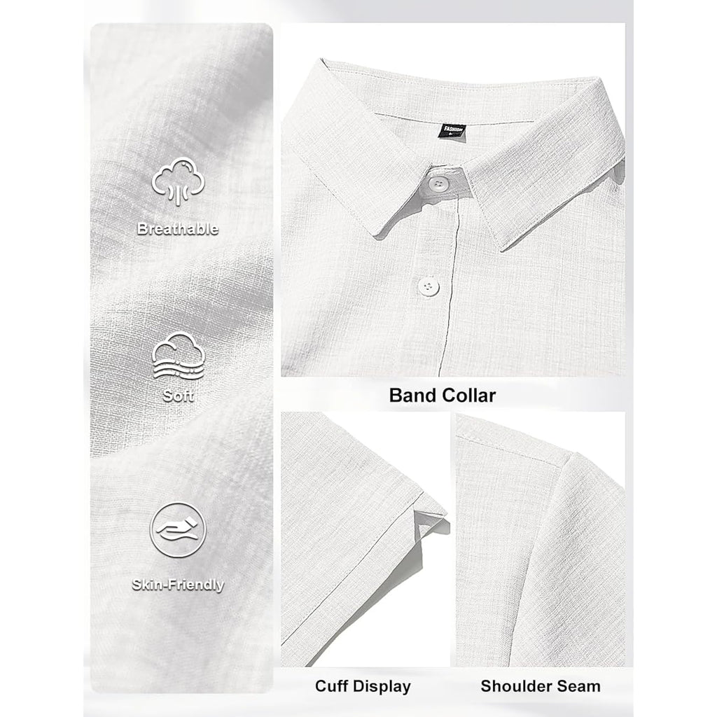 Men'S Linen Shirts Casual Lightweight Button Down Shirt Beach Vacation Summer Tops Short Sleeve Stylish Shirt