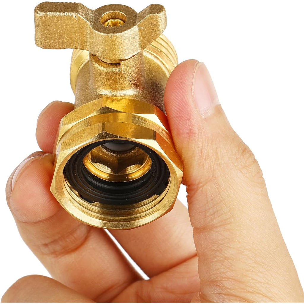 2 Pack Garden Hose Shut Off Valve - Extended Handle | 3/4" Heavy Duty Solid Brass Hose Connector Water Shut Off Valve Hose Shutoff Valve With 4 Pcs Hose Washers