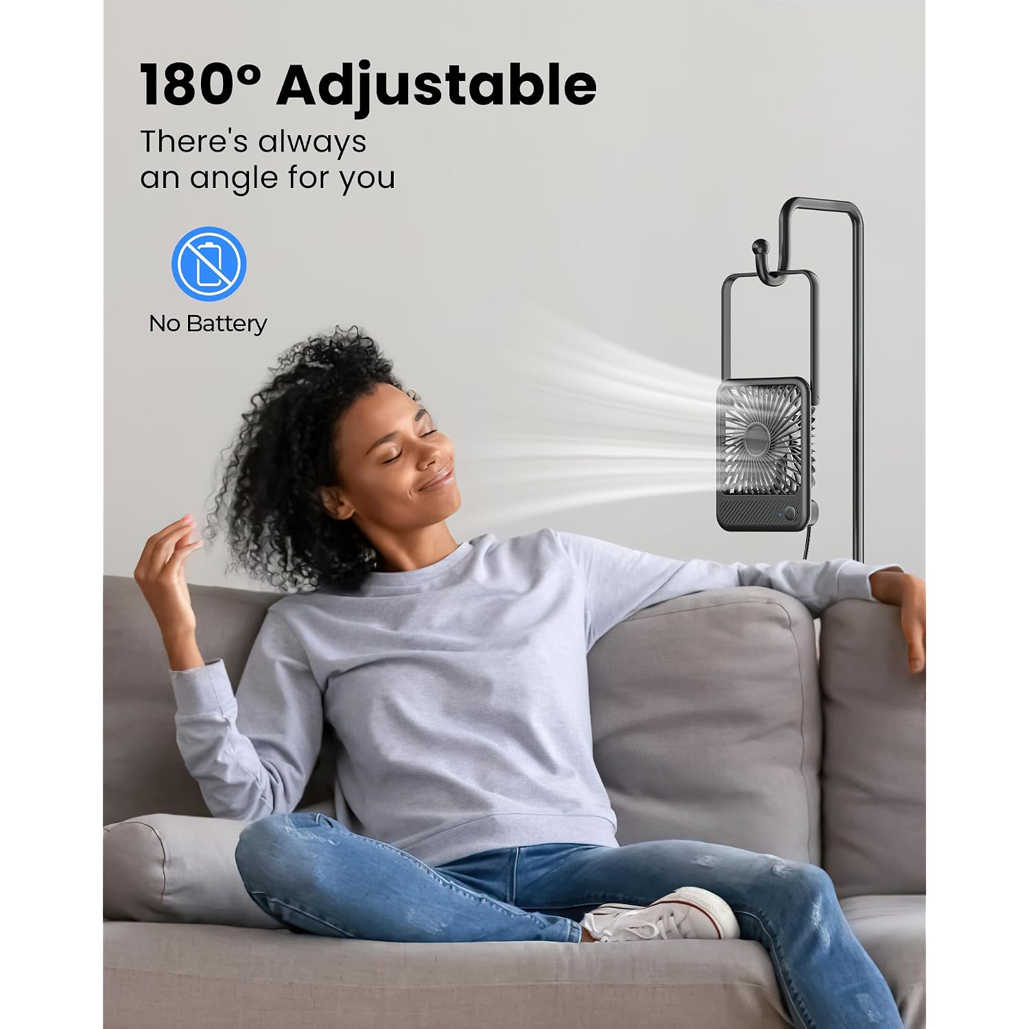 Koonie Usb Desk Fan, Strong Wind Ultra Quiet Small Mini Fan | 180° Tilt Folding & 3 Speeds Adjustable, Usb-C Corded Powered Personal Fan For Office Desktop Bedroom, Black, No Battery