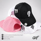 NJF Golf Adjustable Golf Cap for Women – Breathable Hat with Magnetic Ball Marker & Tee Holders, Lightweight Golf Hat White Pink