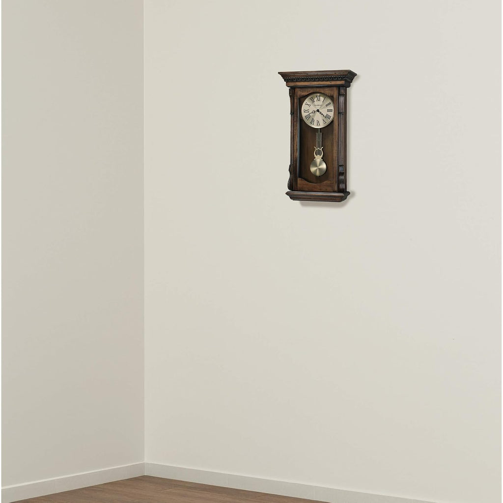 Howard Miller Agatha Wall Clock – Wooden Pendulum Clock With Triple-Chime Quartz Movement, Battery Operated, Acanthus Molding Detail