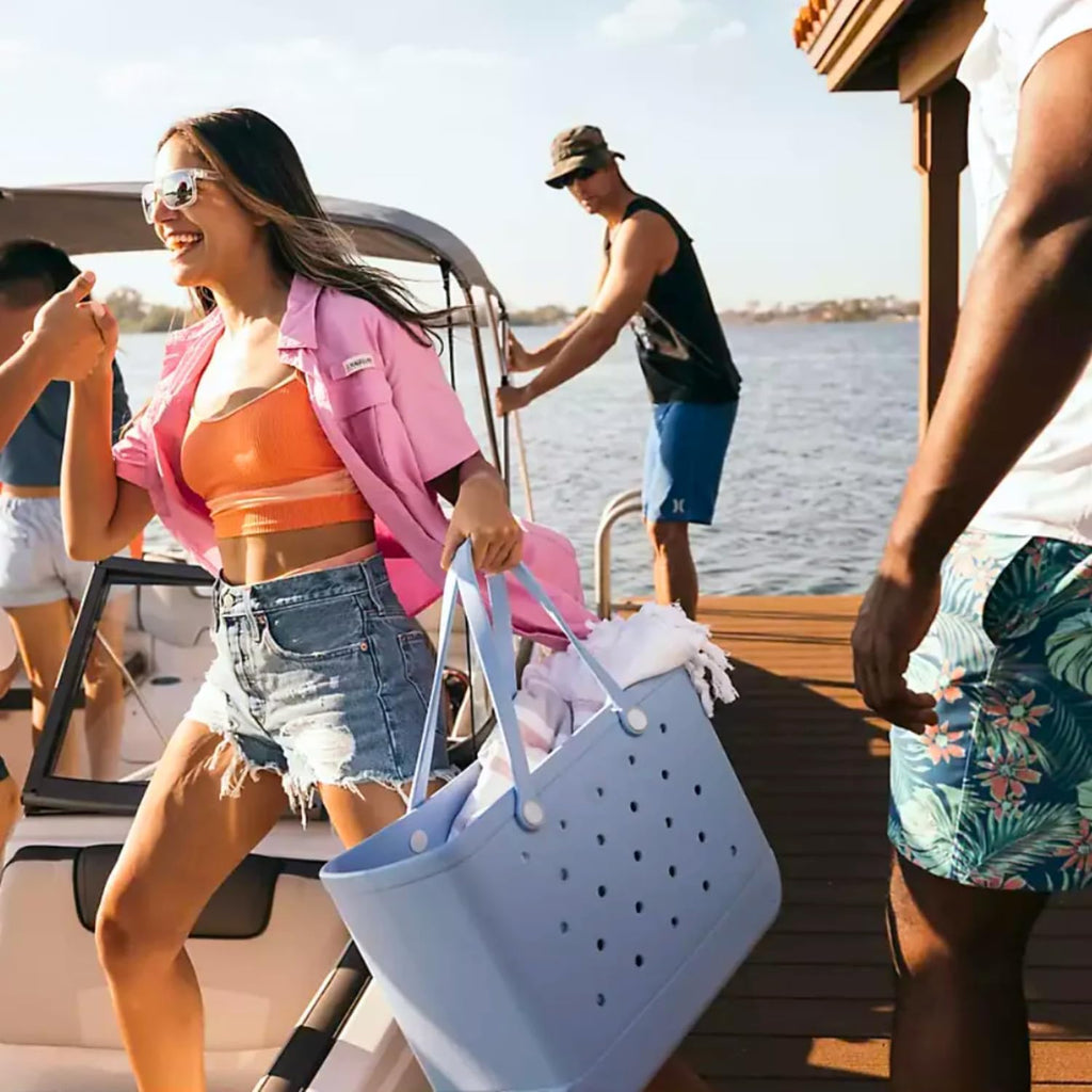 Extra-Large Tote Beach Bag - 19In L X 9In W X 13In H, Waterproof & Sandproof & Washable, Shoulder Shopping Handbag Casual Travel Totes Bag For Pool, Boat, Groceries, Work, Sports丨Sky Blue