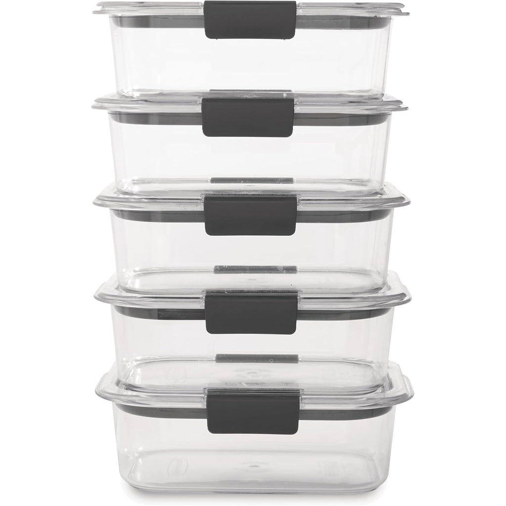 Rubbermaid Brilliance Tritan Plastic Food Storage Containers BPA Free Airtight Lids Ideal for Lunch Meal Prep & Leftovers Set of 5 (3.2 Cup)
