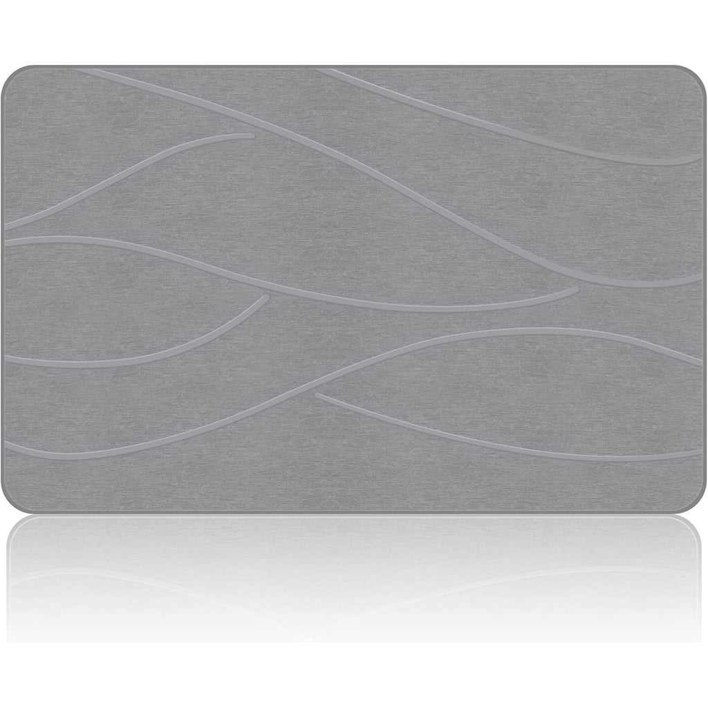 Stone Bath Mat Diatomaceous Earth Shower Mat Non-Slip Super Absorbent Diatomite Stone Bath Mats For Bathroom Floor Quick Drying Natural Easy To Clean(23.6''×15.4" Gray)