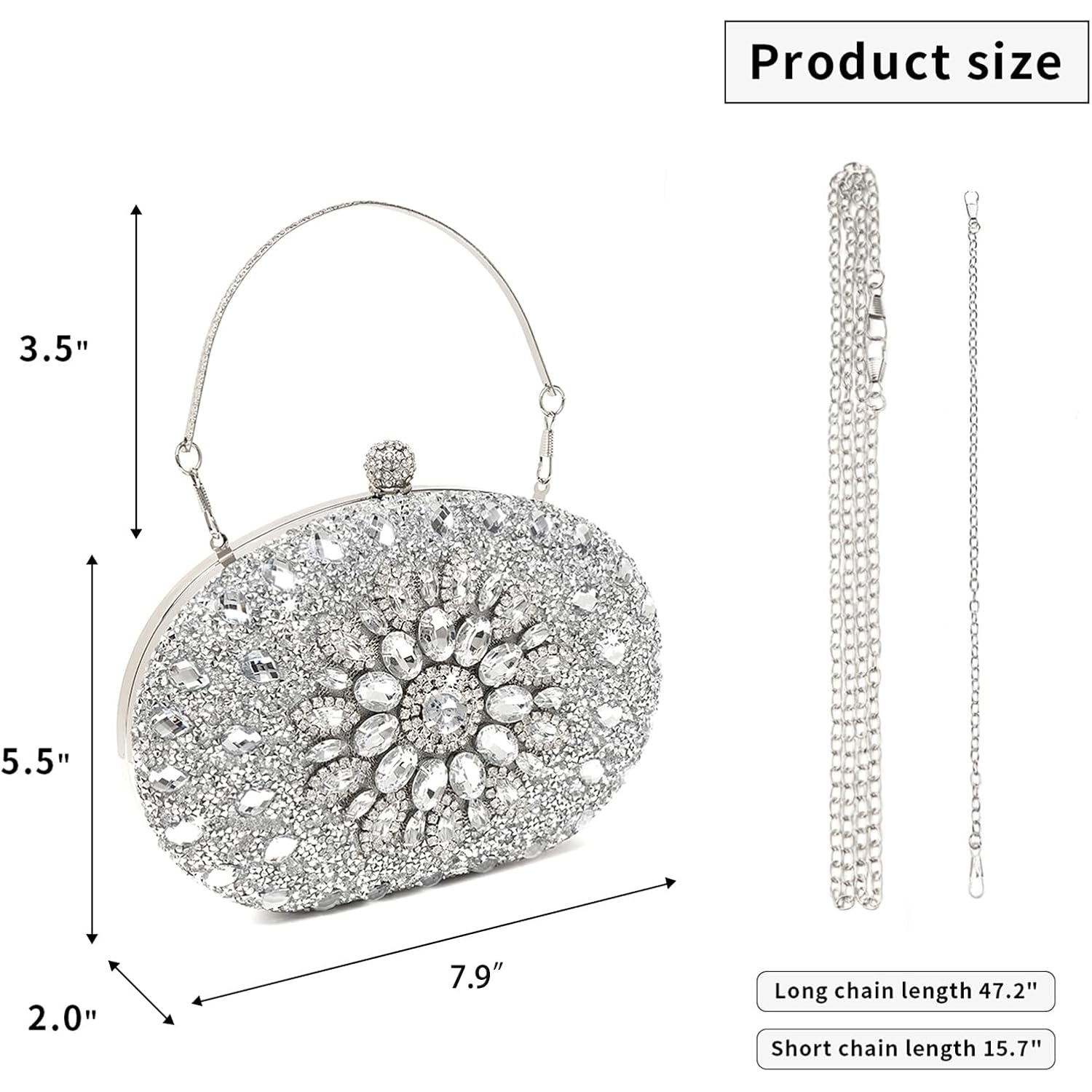 Beaguful Women's Evening Bags Sparkly Rhinestone Clutch Purses Luxury Handbags | Sparkly, Rhinestone, Luxury, Sparkly, Rhinestone, Luxury