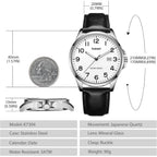 Watch For Men, Fashion Minimalist Wrist Watch Waterproof Quartz Analog Date With Leather Strap