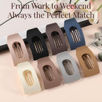 8 Pack Flat Hair Clips For Women – Large Matte Rectangle No-Slip Claw Clips, Strong Hold Square Hair Accessories For Thick & Thin Hair, Lay Flat Design For Work & Daily Styling