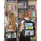 Clear Backpack, Heavy Duty Transparent Bookbag For School, Fabric & Pvc Transparent Backpack With Reinforced Strap For Women Men, Capacity Clear Bag For College, Travel, Security, Black