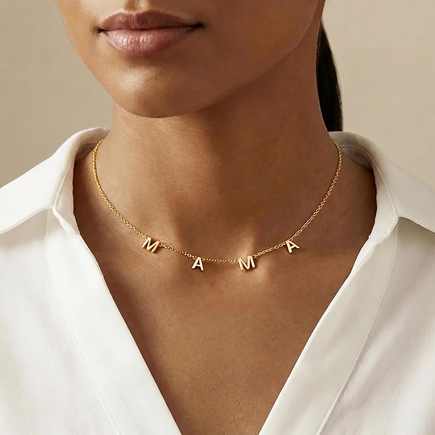 TRANGEL Mothers Day Gifts for Mom Necklace,Custom Name Necklace Personalized,18K Gold Plated Initial Choker Name Necklace Dainty Customize Letter Necklace for Women Girls