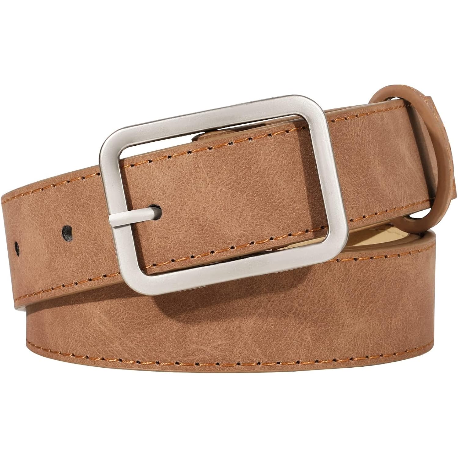 XZQTIVE Women Suede Belts for Women Fashion Leather Belts With Silver Buckle Ladies Waist Belt For Jean Pant Dress
