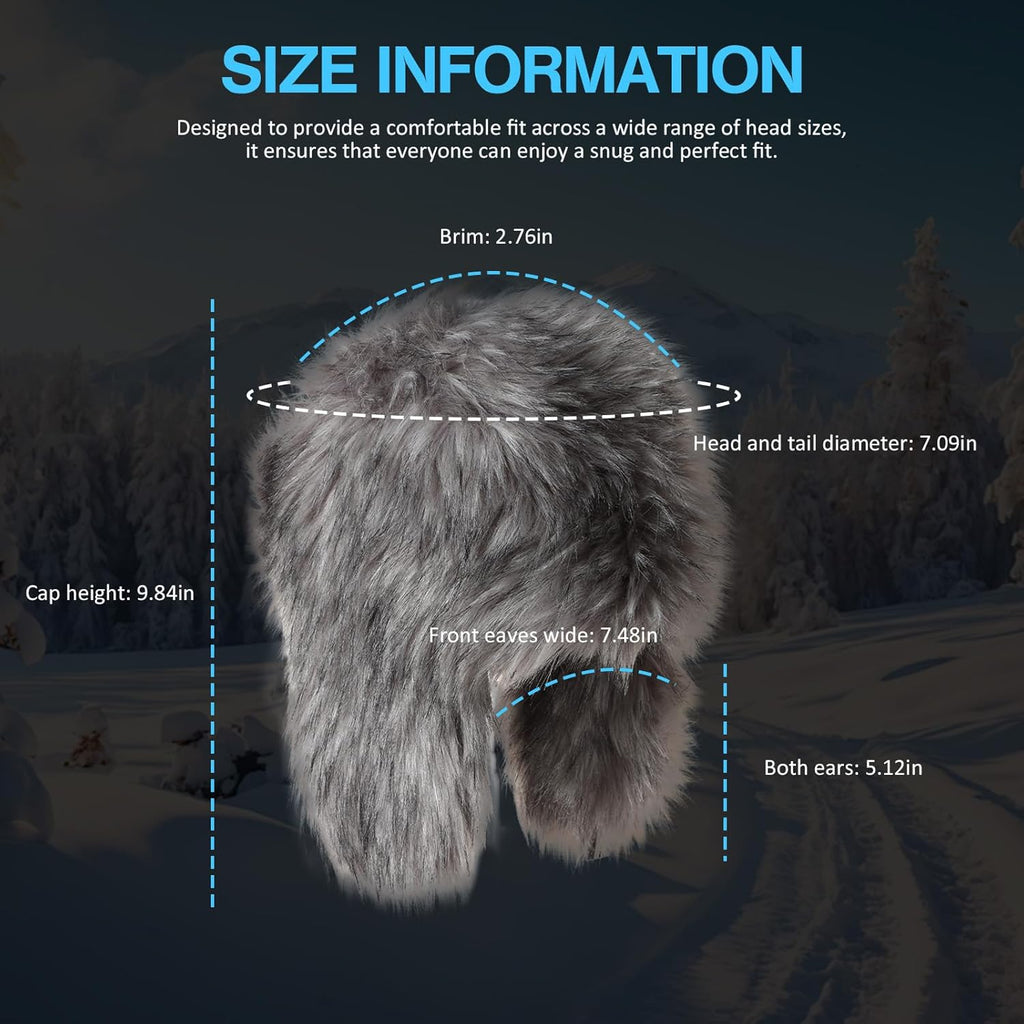 GOKTOW Y2K Faux Fur Trapper Hat for Women, Cozy Winter Fuzzy Hat with Adjustable Buckle Closure