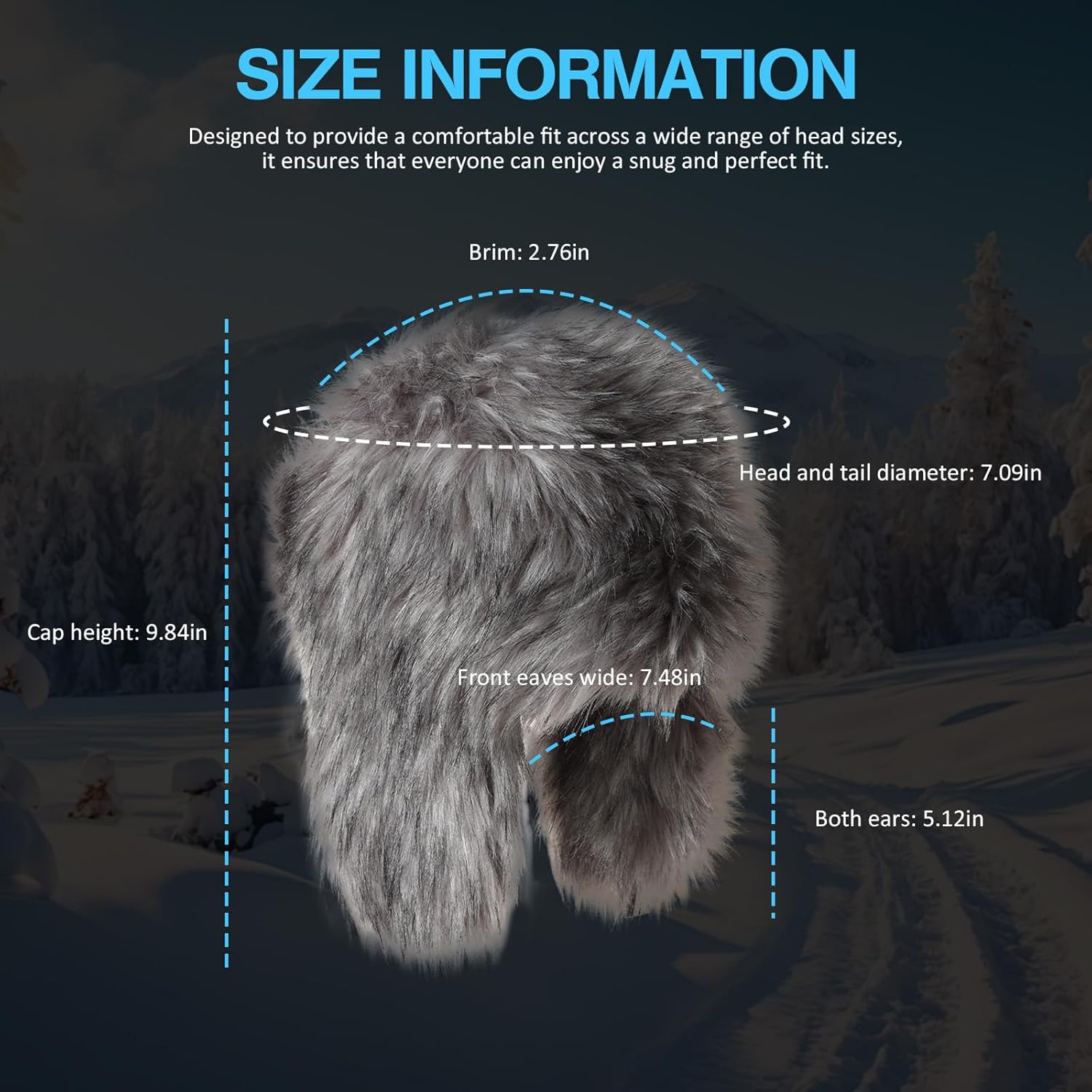 GOKTOW Y2K Faux Fur Trapper Hat for Women, Cozy Winter Fuzzy Hat with Adjustable Buckle Closure