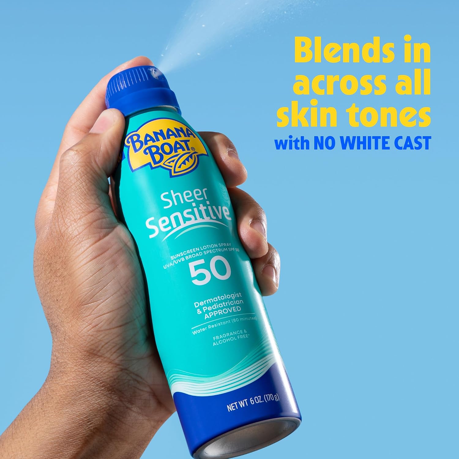 Banana Boat Sheer Sensitive Sunscreen Spray Spf 50, 6 Oz