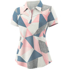 Womens Golf Polo Shirts Collared Short Sleeve T Shirt Lightweight Moisture Wicking Polo Casual 3 Buttons Outfits