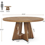 Tribesigns Farmhouse Dining Table, 47 Inch Round Dinner Table For 4, Rustic Round Dining Room Table For Home Dining Room Living Room (Wood)