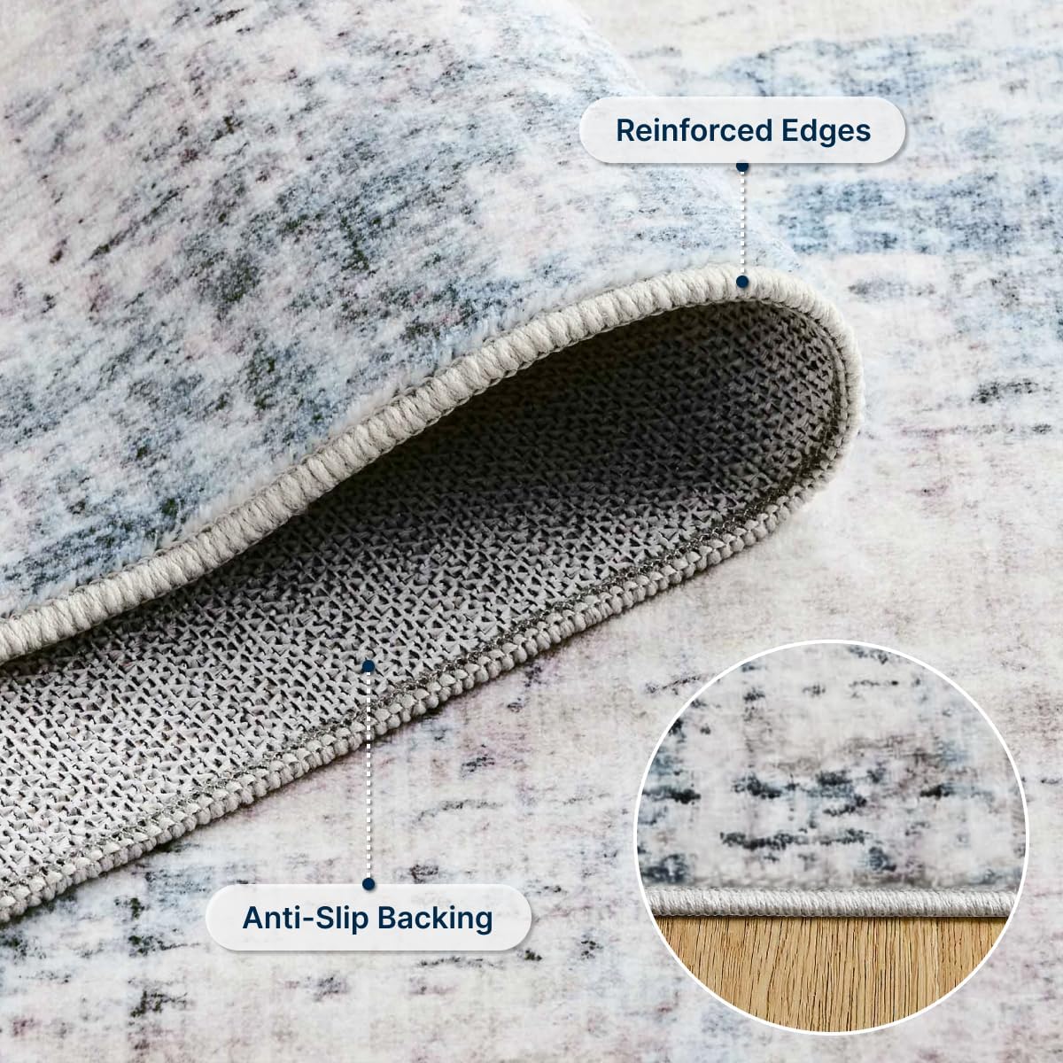 8X10 Area Rugs Washable Living Room Rug-No Slip Soft Carpets Modern Abstract Coastal Beach Indoor Floor Stain Resistant Large Carpet For Bedroom Dining Room Farmhouse Nursery Home Office Blue