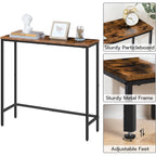 Hoobro Narrow Console Table, 29.5" Small Entryway Table, Thin Sofa Side Display Table, For Hallway, Bedroom, Living Room, Foyer, Rustic Brown And Black Bf75Xg01