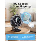 Clip On Fan, Rechargeable Usb Fan With Sturdy Clamp, Led Display, 100 Speeds, 3000Mah Battery, 360° Rotation, 5.5 Inch Portable Fan For Stroller Bed Camping Treadmill Car Black