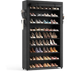 LANTEFUL Shoe Rack with Covers - 10 Tiers Tall Shoe Rack Organizer Large Capacity Shoe Shelf Storage 40 Pairs Space Saving Vertical Shoe Storage Organizer for Closet, Entryway, Dorm, Bedroom