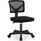 Sweetcrispy Ergonomic Low-Back Mesh Small Office Chair, Rolling Work Swivel Chairs With Wheels, Armless Comfortable Seat Lumbar Support For Home, Bedroom, Study, Student, Adults, New Black