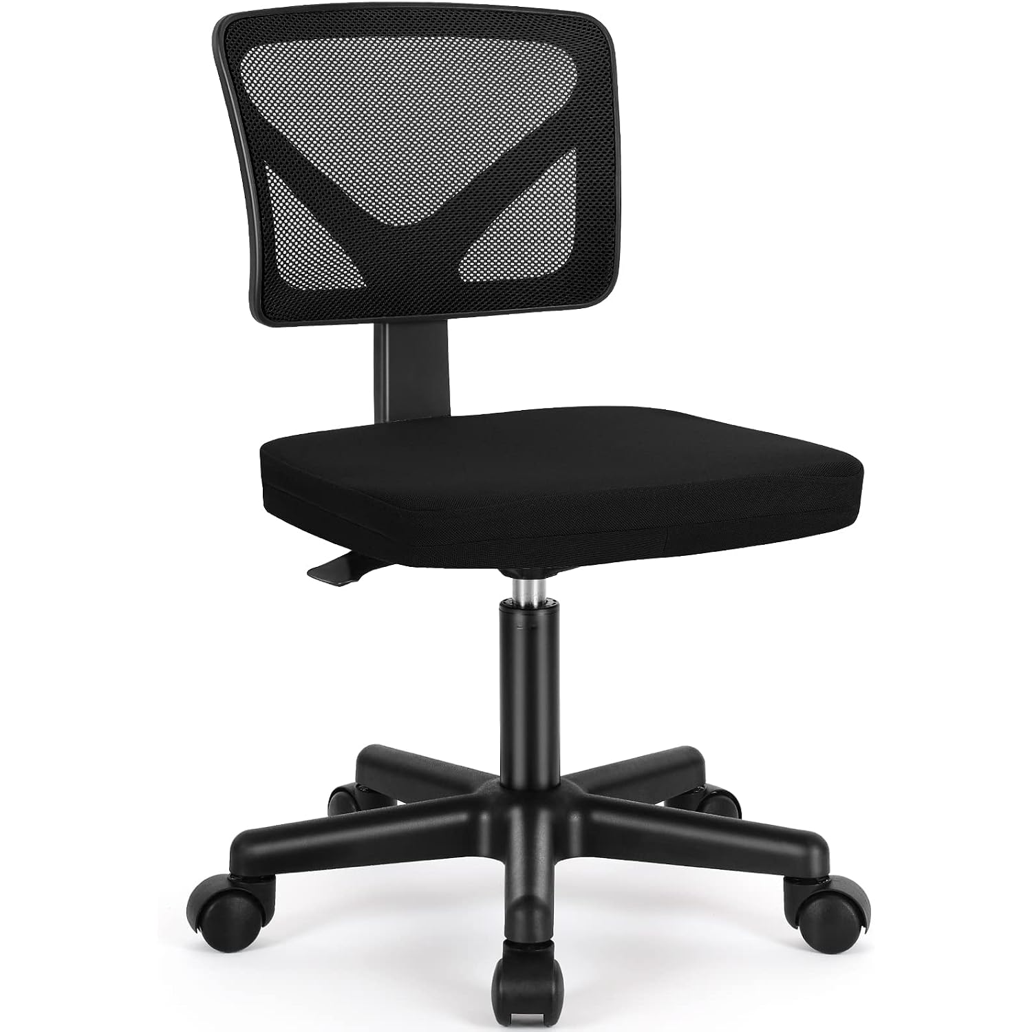 Sweetcrispy Ergonomic Low-Back Mesh Small Office Chair, Rolling Work Swivel Chairs With Wheels, Armless Comfortable Seat Lumbar Support For Home, Bedroom, Study, Student, Adults, New Black