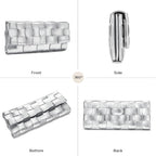 Woven Evening Clutch Purses For Women, Pu Crossbody Shoulder Purse Handbag For Evening, Formal Events, Wedding, Party