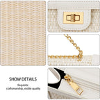 Kkxiu Women Small Straw Beach Bag Crossbody Bag Summer Shoulder Bag Beach Handbag Vegan Leather Purse
