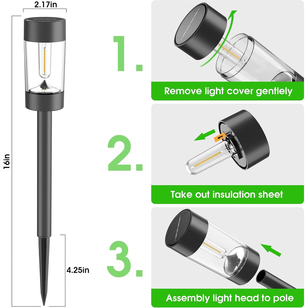 Solar Lights Outdoor, 12 Pack Waterproof Solar Landscape Lighting For Pathway Garden Yard Path Walkway Driveway Lawn Patio Outside Decor, Warm White