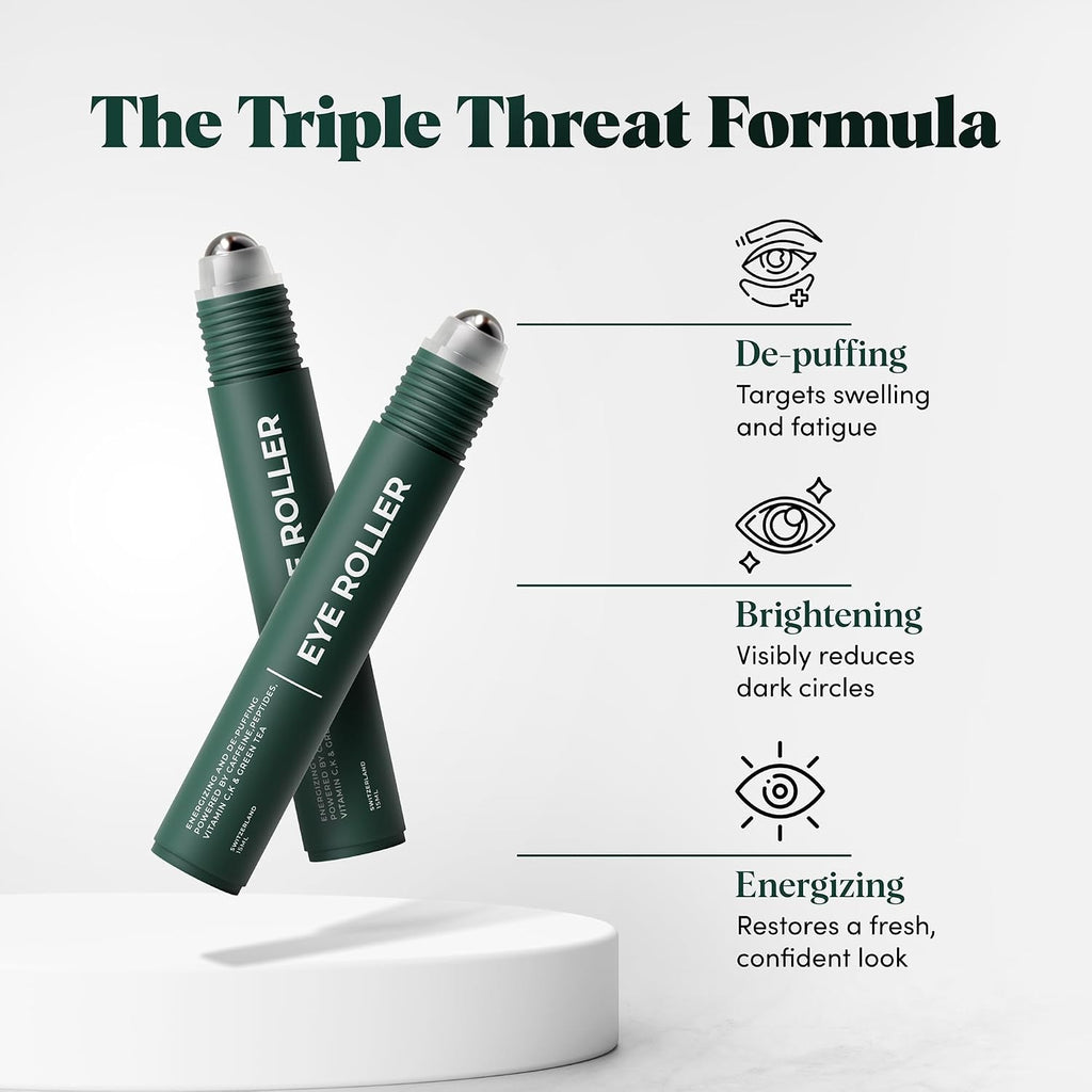 Wolf Project Under Eye Roller - Korean Beauty, With Caffeine, Vitamin C And Peptides - Energizing Serum For Dark Circles And Puffiness, Fine Lines, Wrinkles - Gel-Based Brightening Cream