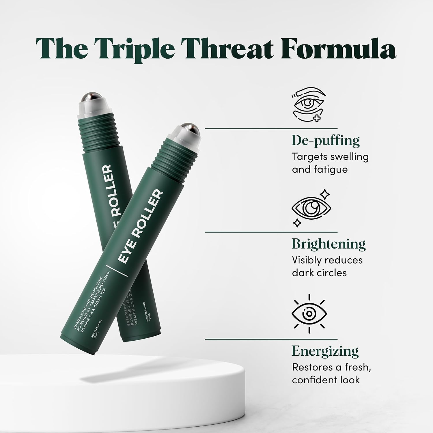 Wolf Project Under Eye Roller - Korean Beauty, With Caffeine, Vitamin C And Peptides - Energizing Serum For Dark Circles And Puffiness, Fine Lines, Wrinkles - Gel-Based Brightening Cream