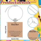 Tondiamo 12 Sets Teachers Appreciation Week Gifts Bulk Apple Bracelet for Teacher with Inspirational Cards Graduation Thank You Gifts End of The Year Party Favors