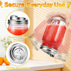 XUNWKONG Mason Jar Drinking Lids, Wide Mouth Stainless Steel Sip Lids for Iced Coffee, Smoothies & Cold Drinks, Leak Resistant Reusable Mason Jar Drink Lid, Heavy Duty Metal, 2 Packs