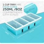 Silicone Freezer Tray With Lid - Soup Freezer Container Molds - Large Ice Cube Tray- Makes 8 Perfect 1 Cup Portions Cubes, 2-Pack Freezer Storage Food Soups & Meal Prep - Oven & Dishwasher -Safe