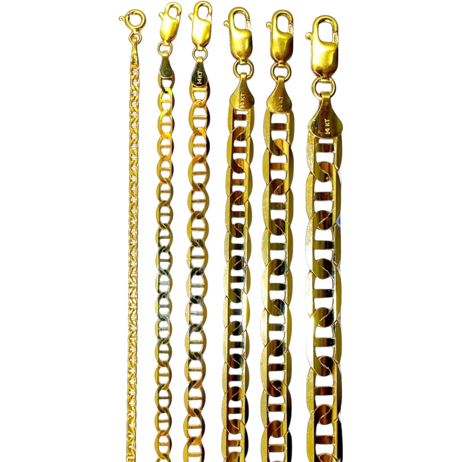14K Yellow Gold SOLID Anchor Mariner Necklace Bracelet Chain Link 3mm-8mm 7"-30" | MADE IN ITALY
