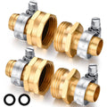 5/8" Barb Male & Female Brass Garden Hose Repair Kit, 2 Set | With Clamps Hose End Repair Connector, Durable Brass Fittings For 5/8" Hose, Garden Watering & Car Washing Repair