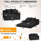 Loveseat Boneless Convertible Sofa Bed, Folding Floor Futon Sleeper Sofa Couch Bed- Boneless Foldable Couch, Corduroy Pull Out Sofa Bed With 2 Pillows For Living Room & Bedroom