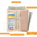 Women's Wallet Leather RFID Blocking Bifold Clutch Large Capacity Credit Card Holder with Coin Zipper Purse