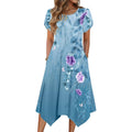 Zeagoo Womens Casual Dress For Summer Short Sleeve Loose Flowy Beach Dress With Pockets Hankerchief Flare Midi Sundress 2026