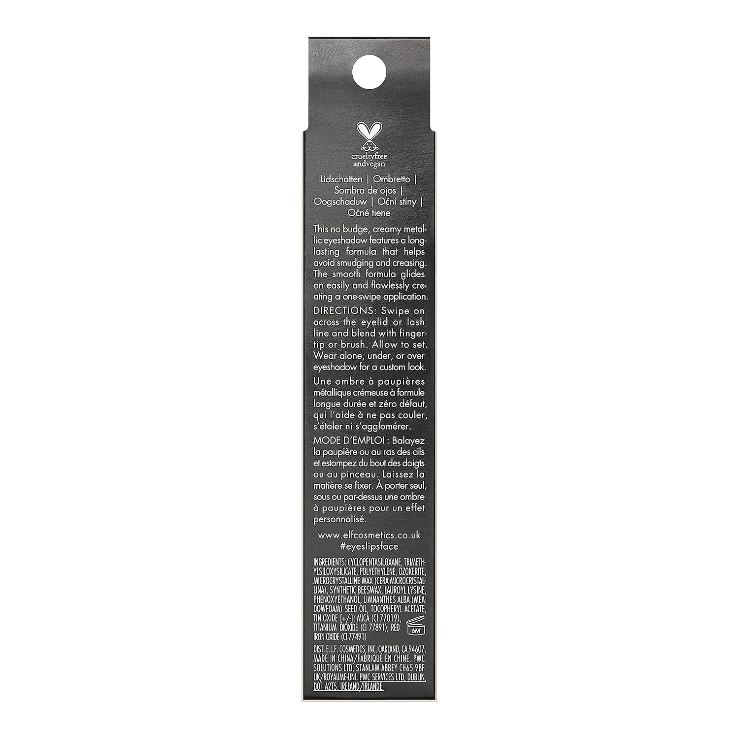 E.L.F. No Budge Shadow Stick, Long-Lasting Cream Eyeshadow Stick For High-Pigment, Metallic Color, Vegan & Cruelty-Free, Perfect Pearl