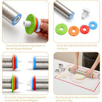 Rolling Pin With Thickness Rings, Fulimax 17" Adjustable Stainless Steel Rolling Pins For Baking, Dough Roller For Fondant Pizza, Pie, Pasta, Cookies, Cakes, Kitchen Baking Supplies