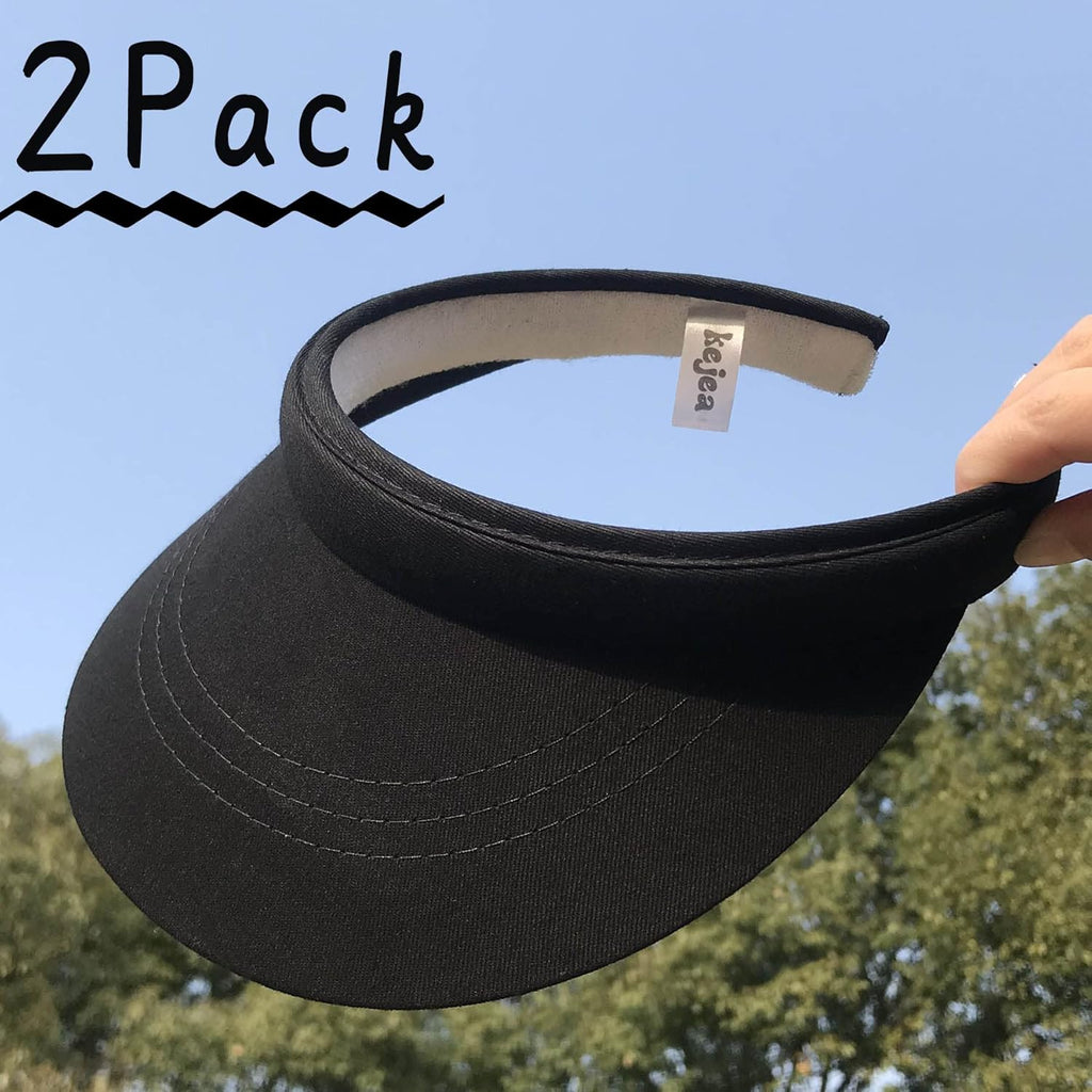 2 Pack Visor Women Men Sun Hat Clip On Visors Adjustable Sport Wide Brim Cap
