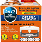 2 Pack Flea Traps For Inside Your Home, Indoor Flea Traps With 8 Sticky Pads, Flea Monitoring Trap For Home, Sticky Insect Catcher For Fleas, Moths & Gnats