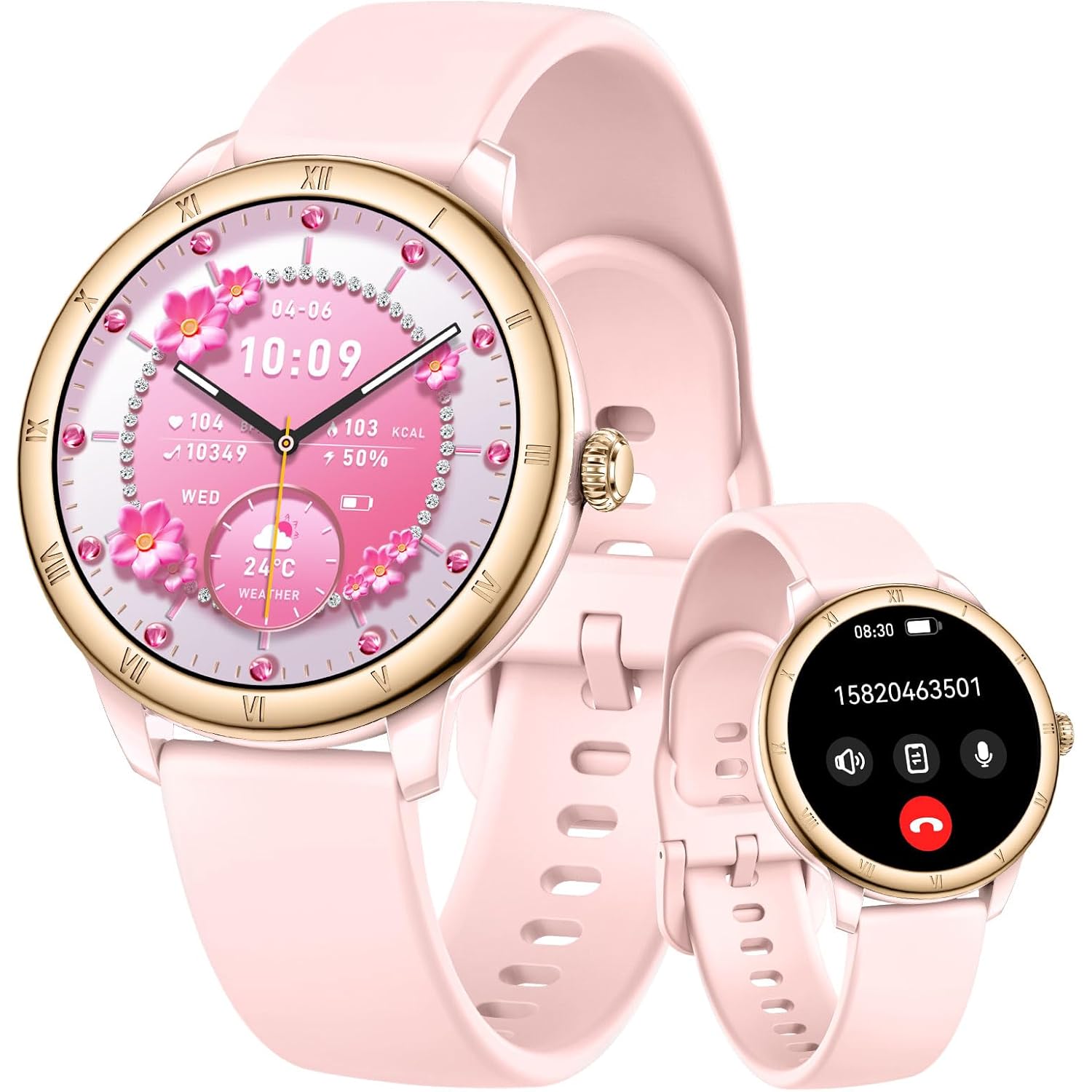 Smart Watch for Women, 1.27" HD Fitness Tracker (Answer/Make Calls) with 110+ Sport Modes/Heart Rate/Sleep Monitor, IP68 Waterproof Fitness Watch for iPhone Android, Best Gifts for Girl Yrs 15-25