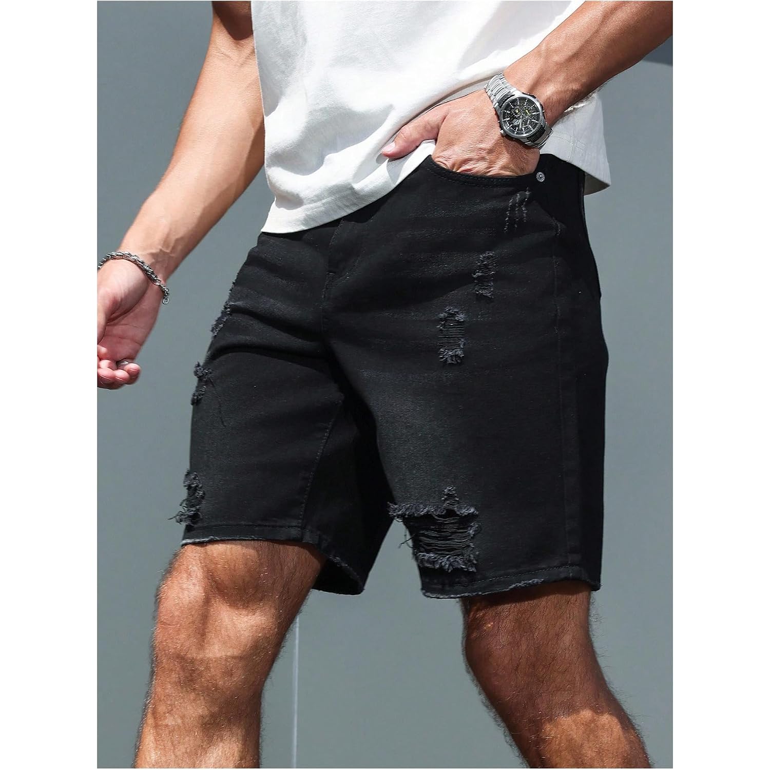 Verdusa Men'S Jorts Ripped Denim Shorts Baggy Jean Vintage Summer Denim Shorts