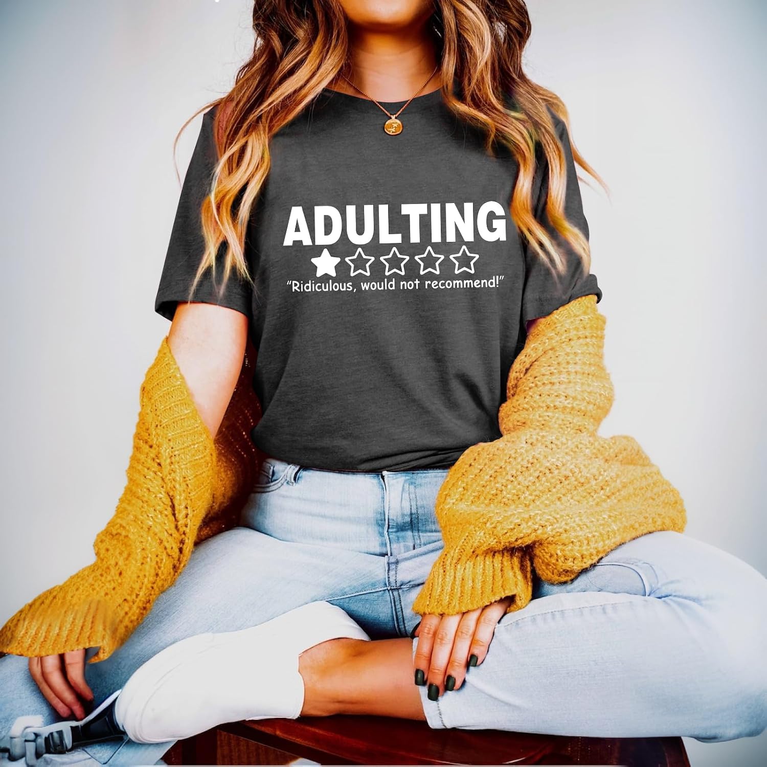 Funny T Shirts for Women Graphic Tees Adulting Would Not Recommend Print Sarcastic Shirt Loose Fit Tee Tops Deep Gray