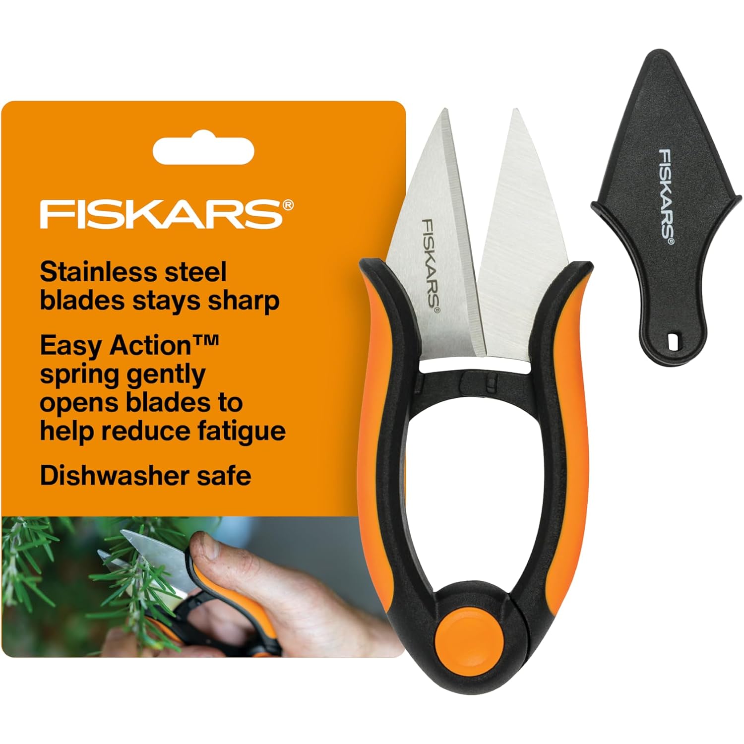 Fiskars Herb Garden Scissors, 5" Garden Shears, Handheld Herb Snips With Sheath And Softgrip Handle, Dishwasher Safe