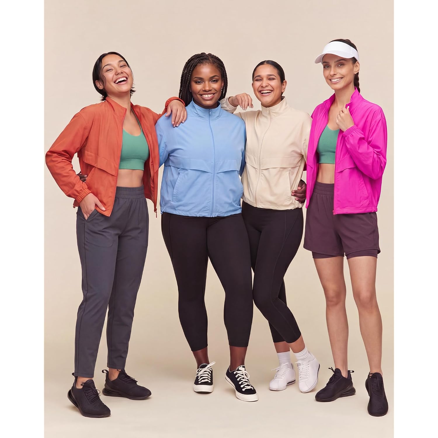 Women'S Lightweight Zip Up Athletic Jacket Stand Collar Windproof Sun Protection Workout Outdoor Jacket