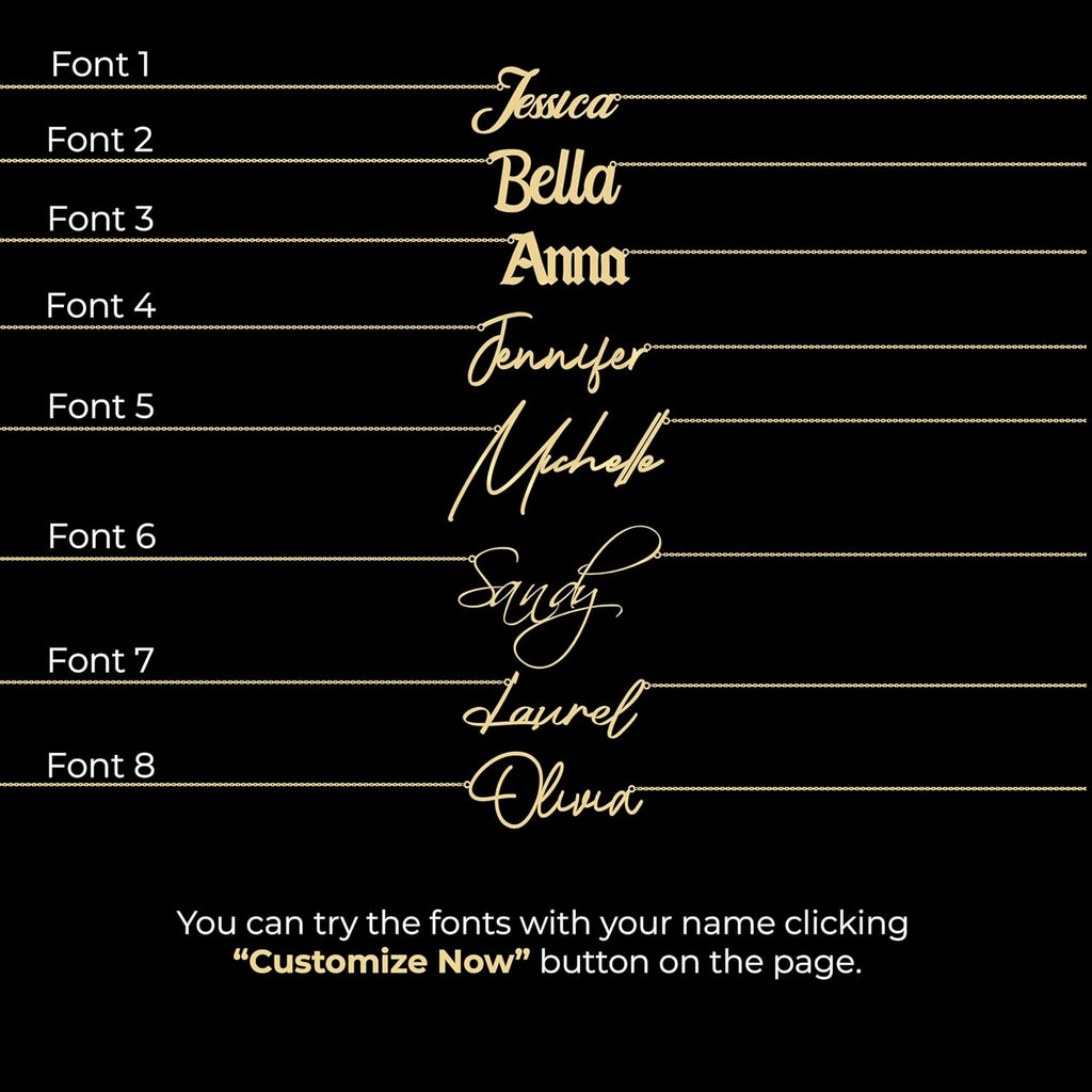 MIONZA 14K Solid Gold Custom Name Necklace For Women, Name Necklace Personalized, Nameplate Customized Pendant, Personalized Jewelry, 14K Solid Gold or Gold Plated Options