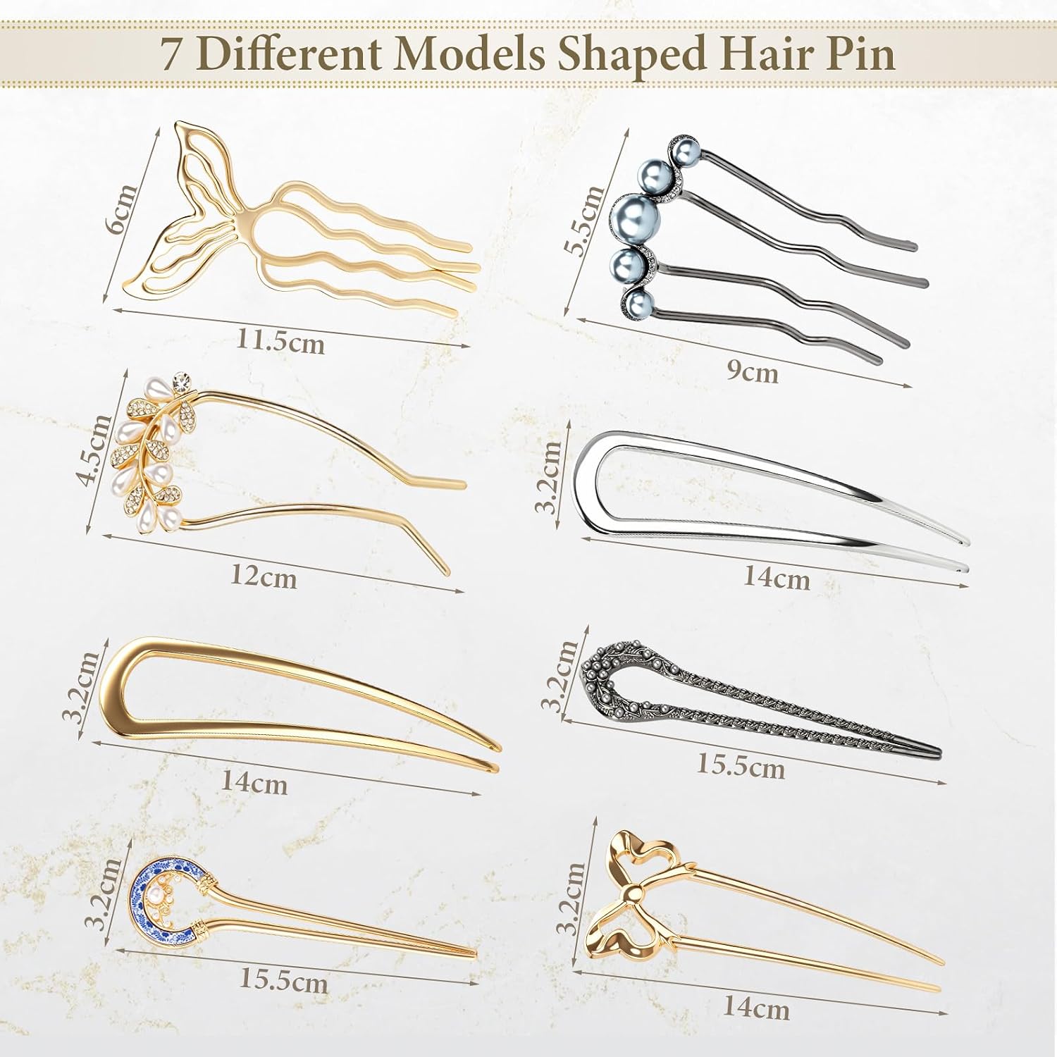 French Hair Pins For Women, 8 Pcs Vintage Metal French Twist Hair Pin | French Hair Fork In Vintage, Updo Hair Accessories, Daily Wear And Formal Occasions